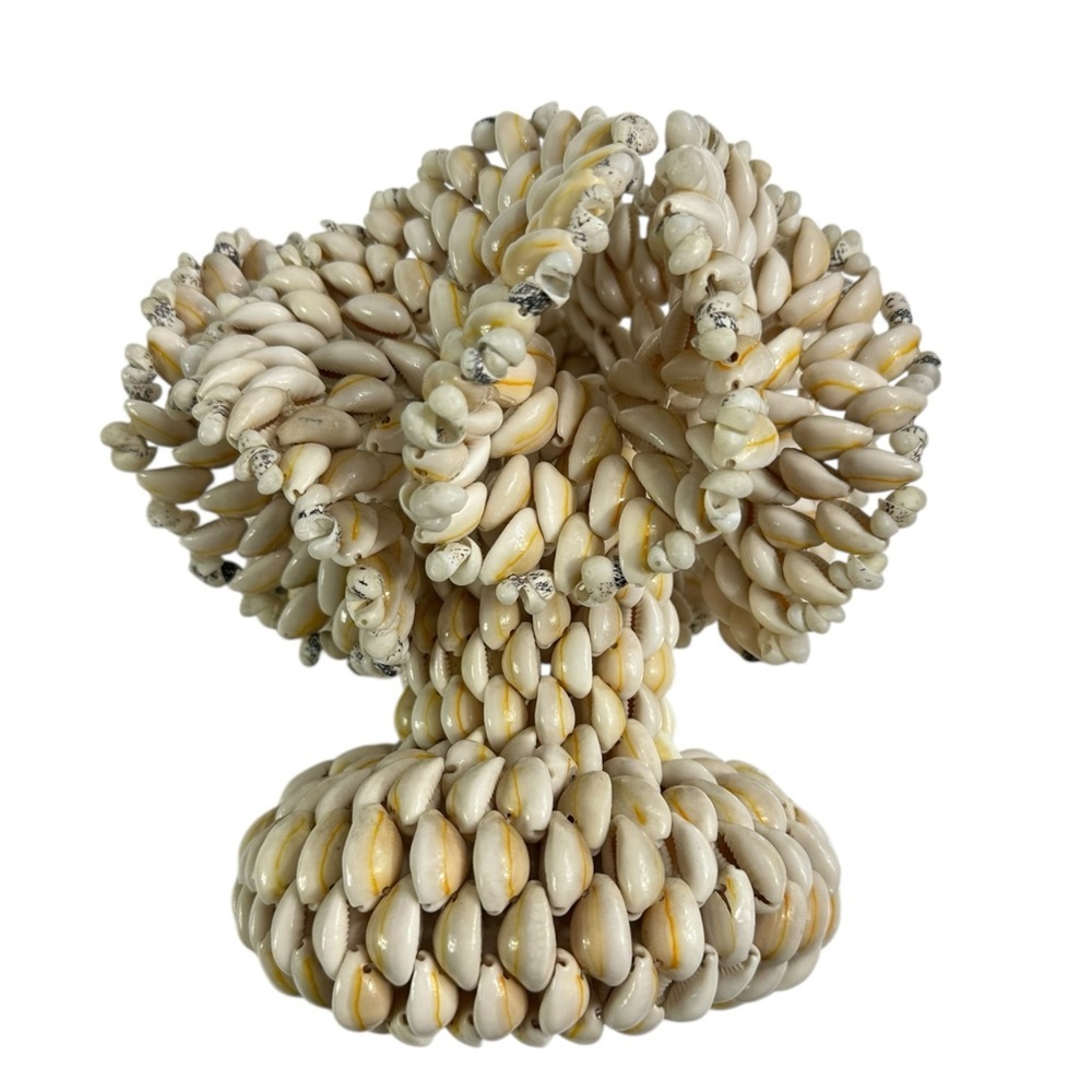 Vintage Cowrie Seashell Vase Art